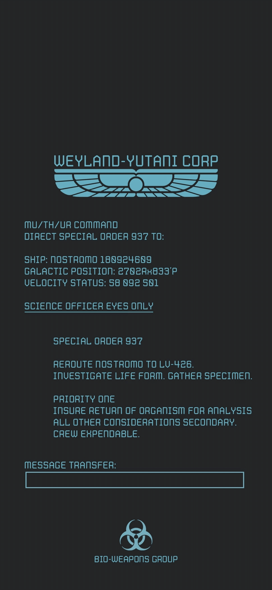 Special Order 937 Command Signal&nbsp;Graphic
